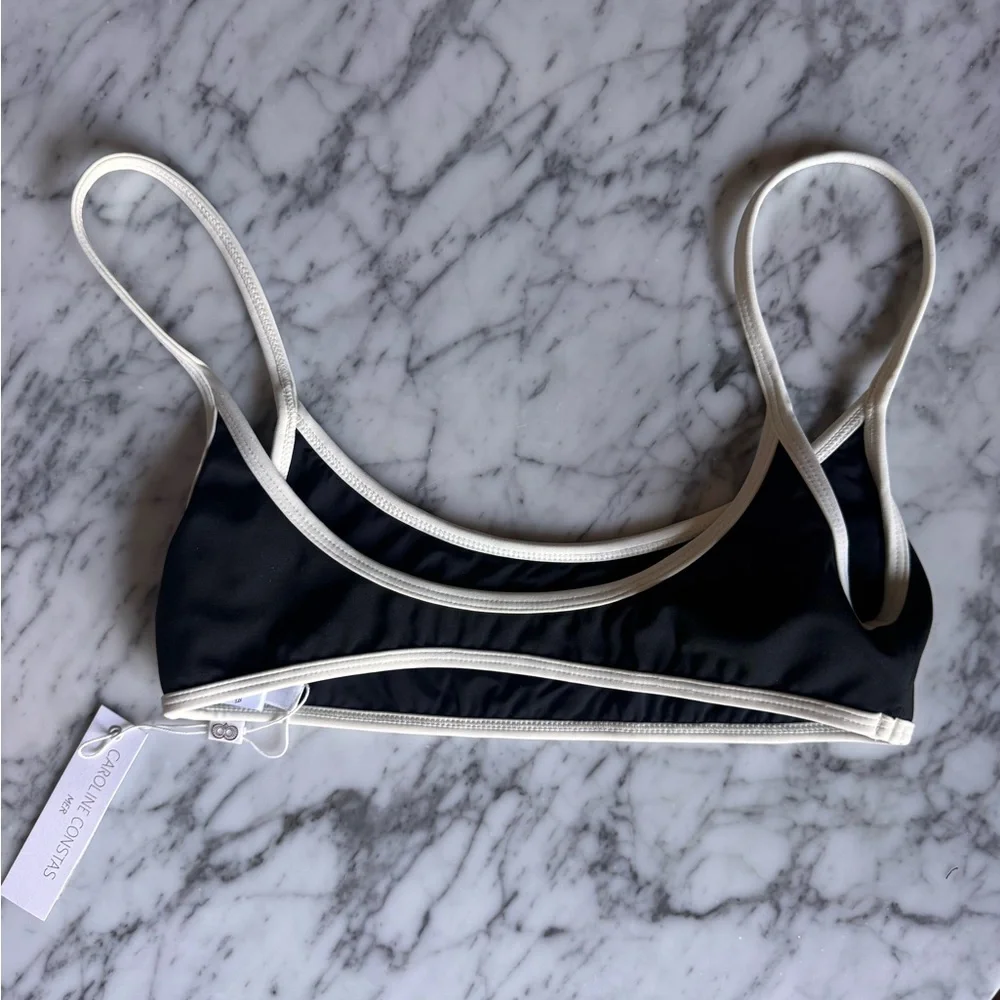 Caroline Constas Black Bikini with White Trim